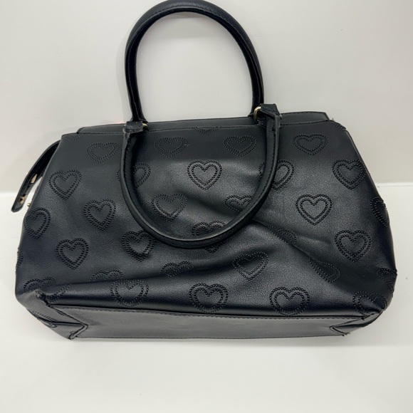 Betsey Johnson black quilted purse floral scarf bow 16x10 - Picture 6 of 13